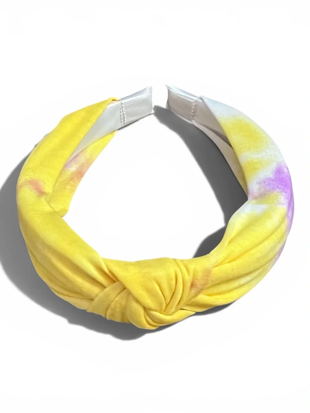 Tie Dye Knotted Top Knot Headband Yellow Purple Summer Pastel